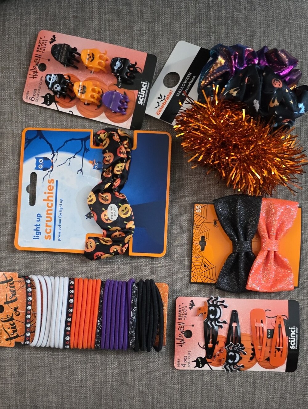 Halloween Hair Accessory Set - Orange, Black, Purple